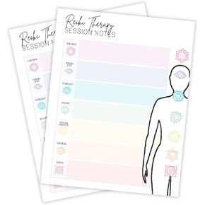 Reiki Therapy Session Notes | 50 pk | 8.5" x 11" Standard Paper Size | Energy Healing Blocked Chakra Spiritual Healing | Forms for Reiki Distance Session | Session Notes