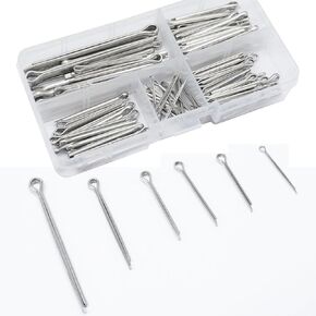 140pcs Cotter Pin Assortment Kit 6 Sizes 304 Stainless Steel Hairpin Cotter Pins M1.6/M2.5/M3.2/M4 Split Pin Fastener Clips