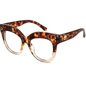 FEISEDY Blue Light Blocking Glasses Oversized Vintage Chunky Cateye Eyeglasses for Women Plastic Frame Hipster Party B0026