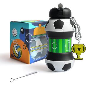 Louis Donné Collapsible Water Bottles 18oz / 550ml BPA-Free Silicone Foldable Water Jug Leakproof Reusable Mug with Unicorn Pendant & Carabiner & Brush for Gym Camping Hiking Travel Sports and Kids