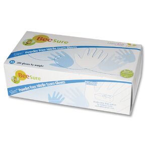 BeeSure BE1129 Slim Nitrile Powder Free Exam Gloves, 2.5 mil, White, X-Large (Pack of 200)