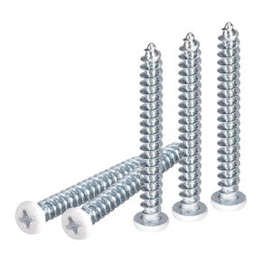ST4x35mm White Screws 25Pack - Zinc Plated Carbon Steel Pan Head Phillips Sheet Metal Screw Self-tapping Screw Wood Screws