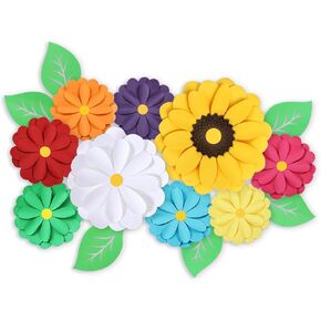 Mverse 15-pc Larger Paper Flowers Decorations for Wall, Sunflower Bulletin Board Decoration, 3d Floral Decor for Baby Shower, Girl Nursery, Neutral Classroom, Spring Garden, Birthday Party