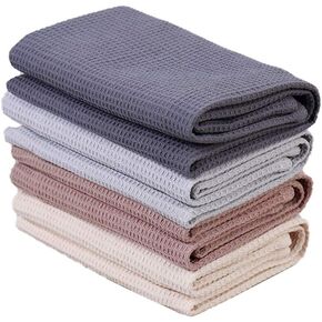 PY HOME & SPORTS Dish Towels Set, 100% Cotton Waffle Weave Kitchen Towels 4 Pieces, Super Absorbent Kitchen Hand Dish Cloths for Drying and Cleaning (17 x 25 Inches, Set of 4)