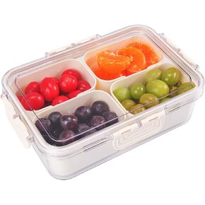 AIERSA Reusable Snack Containers with Lids,Snack Box Containers for Kids-12 Compartments,Adjustable Divided Snack Box with 30 Labels for School,Work and Travel (1 Pack)