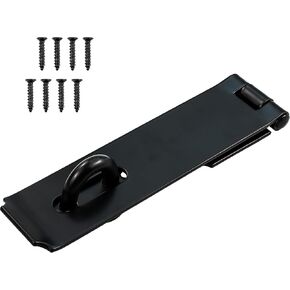 Heavy Duty Gate Lock, 7-3/4" Extra Thick Steel, Padlock Clasp, hasp latch, shed door latch, Black