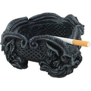 Ebros Greek God Three Faces Of Pan Cigarette Ashtray With Celtic Knotwork Symbols Figurine 5.5"Long Triple Trinity Gods Roman Greco Herne Faunus Counterpart Statue As Decor Ashtrays