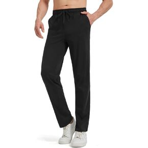 Zylioo 32 34 Inseam Mens Tall Sweatpants,Mens Sweatpants Open Bottom with Pockets,Casual Pants for Tall Men,Work,Runing Black