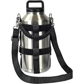 Water Bottle Holder with Strap and Paracord Handle - Fits Yeti, Hydro Flask, Stanley Tumbler - Ideal Water Bottle Carrier for Men and Women Walking or Hiking (Add Handle)