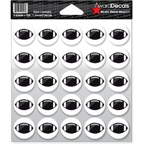Football (Black on Clear) Sticker Set (100 decals 1") The Original Award Decals Premium 20mil Thick Helmet Decals Made in The USA Since 1976