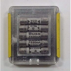 Bussmann GDA-630MA 630 mAMP Ceramic Fast Acting, High Breaking Capacity Cartridge 250V UL Recognized, 5 Pack