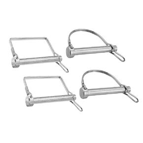 Automatic Safety Coupler Pin 3/8" x 2.76"(9.5mm x 70mm), 2 Shapes of Square and Arch, Heavy Duty Shaft Locking Pin (4 Pack/8 Pack) (Silver, 4 Pack)