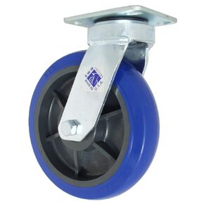 Freedom 48 Series Plate Caster, Swivel, Rubber Wheel, Ball Bearing, 600 lbs Capacity, 6" Wheel Dia, 2" Wheel Width, 7-1/2" Mount Height, 4-1/2" Plate Length, 4" Plate Width