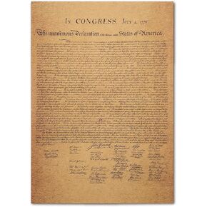 HAOHUODUO 20" X 14" Vintage U.s. Declaration Of Independence Poster On Kraft Paper. Unframed, Ideal For Home, Office Or Educational Spaces To Inspire Patriotism And History Appreciation