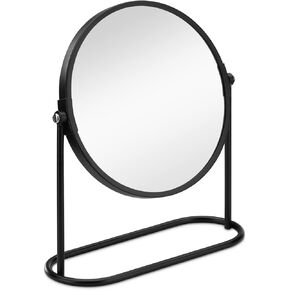 Navaris Cosmetic Mirror for Table Top - Desktop Mirror for Makeup and Grooming - Double Sided with 2X Magnification Mirror, 7.6" x 7.1" x 2.4"