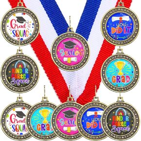 Bucherry 10 Pcs Metal Graduation Medals for Kids Kindergarten Graduation Medallion for Kids Preschool Adults with Neck Ribbon, Graduate Favors Gifts