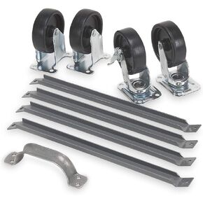 Akro-Mils 30424 Mobile Kit Caster Wheels for 30016 Two Sided Steel Rail Hanging System Garage Organizer, Gray