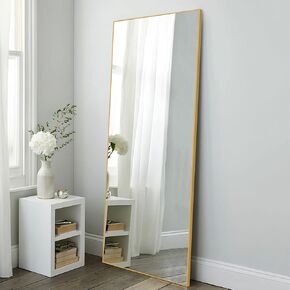 Natsukage 47''x22'' Wall Mirror Full Length Wall-Mounted Hanging Gold Bathroom for Rectangular Bedroom Living Room Horizontal/Vertical Aluminum Alloy Frame (A-MR01052-N-USAM022-vc)