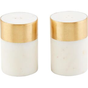 Mud Pie Marble Salt and Pepper Set, 3" x 2" dia, CREAM