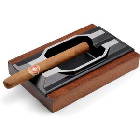Cigar Ashtray,Metal&Wood,Desktop Cigar Ash Tray Home Office Decoration Art (Black Rectangle 2) in Kuwait