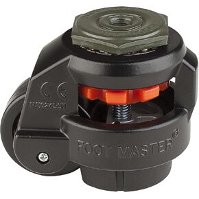 عجلة FOOTMASTER GD-60S-BLK-1/2 من النايلون وعجلة تسوية وسادة NBR، بوزن 550 رطل، مثبتة على الجذع بقطر فتحة تثبيت 0.5 بوصة، لمسة نهائية سوداء in Kuwait