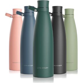 LARS NYSØM Stainless Steel Insulated Water Bottle 25oz 34oz | BPA-free Insulated Thermo Flask for Hot and Cold Beverages | Leakproof Drinking Bottle (Buttercream, 34oz)