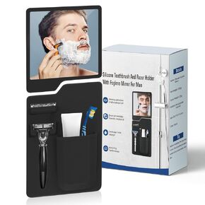 Shower Mirror Fogless for Shaving - Silicone Fogless Mirror with Toothbrush and Razor Holder, Newly Upgraded Silicone Grip Technology, Super Suction, Acrylic Anti-Fog Mirror, Reusable