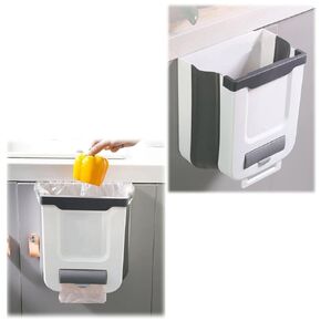 Compost Bin cabinet-hanging trash bin Hanging kitchen, bathroom, foldable plastic trash can, suitable for camping, office, bedroom, portable trash can, white 1-piece package