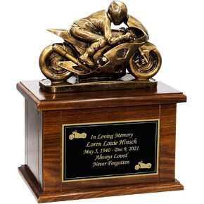 جرة حرق جنازة خشبية للدراجات النارية مع نقش مخصص، جرة سباق الدراجات النارية، جرة عشاق موتوكروس in Kuwait