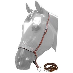 Showman Horse Silver Glitter Overlay Leather Barrel Racing Tie Down Noseband