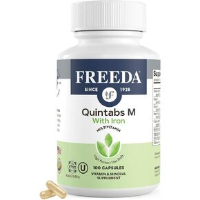 FREEDA Multivitamin One Daily – Quintabs-M with Iron – Kosher Multi Vitamins Supplements for Women Health - Multivitamins for Women & Iron-Deficient Men Adult Vitamins Multivitamin (250)