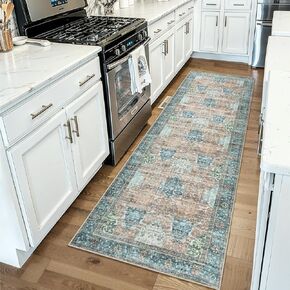 Area Rug 2x3, Low-Pile Washable Rugs for Kitchen Floor, Soft Non-Slip Retro Distressed Accent Throw Rug Indoor Door Mats for Entryway Bedroom Kitchen Bathroom