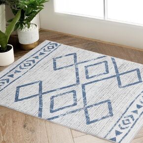 COLLACT 2x6 Runner Rug - Hallway Runner Rug Moroccan Washable Rug Geometric Kitchen Rug Modern Non Slip Thin Rug Boho Runners for Bedroom Laundry Room Doorway Bathroom (2x6ft Taupe On Beige)