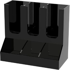 Richboom Cup and Lid Organizer, 6 Compartments with 2 Removable Dividers Coffee Station Countertop Cup Dispenser Condiment Organizer Accessories Caddy for Breakroom, Office, Home - Clear