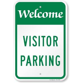 SmartSign 18 x 12 inch “Welcome - Visitor Parking" Metal Sign, 120 mil Aluminum Composite (ACM), Engineer Grade Reflective Material, Green and White