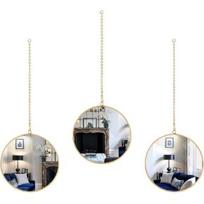 TLBTEK Round Mirror Wall Decor, 3 PCS Mini Gold Wall Mounted Mirrors Decorative for Living Room,Bathroom,Bedroom,Farmhouse,Entryway,Dining Room