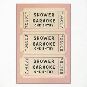 nghtuiyocw Vintage Shower Karaoke Ticket Print, Retro BlackBathroom Wall Art Canvas, Shower Singing Funny Poster, Girly Cream Aesthetic Poster, Trendy Bathroom Guestroom Wall Decor 12x16in Unframed