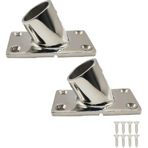 60 Degree Boat Deck Handrail Rail Fitting Rectangular Base 316 Marine Grade Stainless Steel for 1" Tube 2 Pack