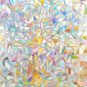 Window Privacy Film 3D Rainbow Decorative Window Clings Static Cling Window Sticker Non-Adhesive Vinyl Glass Film for Home and Office Heat Control UV Protection (17.5"×118.1")