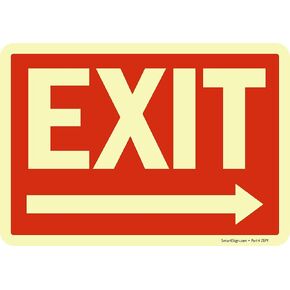 SmartSign "Exit" Sign with Right Arrow | 7" x 10" Glow-in-The-Dark Aluminum