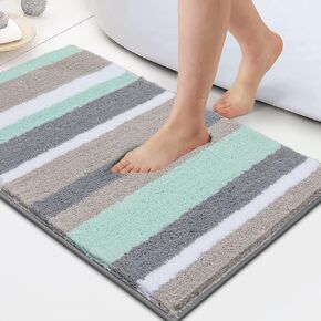 HEBE Non Slip Bathroom Rug Mat Shag Microfiber Shower Bath Rug Absorbent Bath Mat for Bathroom Machine Washable Bathroom Floor Carpet 18"x26"