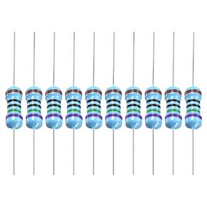 YOKIVE 50 PCS Metal Film Resistors, 750 Ohm Resistor with 1/2W 1% Tolerance, Lead, Good for DIY Electronic Projects (5 Color Bands, 9±1mm)