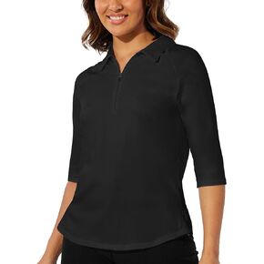 M MOTEEPI Sun Protection Womens Golf Polo Shirt 3/4 Length Sleeve Womens Tops Dri Fit Polo Shirts for Women Golf Pullover