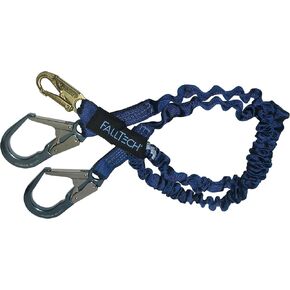 FallTech 8240Y3A ElasTech 6-Foot Y-Leg Shock Absorbing Lanyard with Aluminum Rebar Hooks