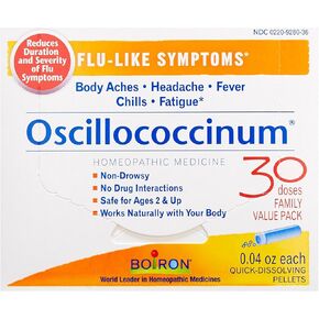 Boiron Oscillococcinum for Flu-like Symptoms Pellets, 30 Count (2 Pack)