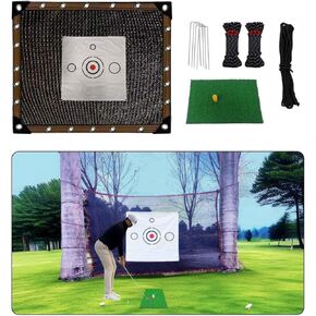 Golf Practice Net, Golf Hitting Nets, Heavy Duty Outdoor Indoor Sports Barrier Netting, Durable and Strong Polyethylene Netting with Rope and Target Cloth 10ft X10ft