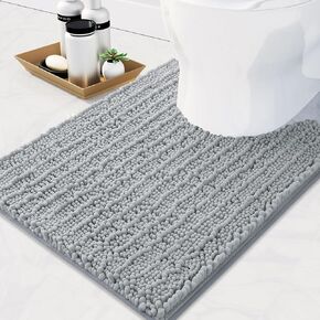 Arotive Luxury Chenille Toilet Rugs U-Shaped, Extra Soft Thick Absorbent Toilet Mat, Non-Slip Shaggy Plush Contour Bathroom Rugs, Machine Wash Dry Bath Rug Mat for Toilet Base 24"x20", Navy