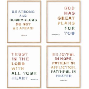 Boat Wades Boho Christian Poster - Motivational Bible Poster Wall Decor, Bible Poster Prints for Home, Nursery Classroom Decor, Playroom (8 X 10 Inch, Unframed Set of 4)