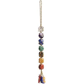 1 Set of Tree of Life Ornament and 7 Chakra Bracelet Healing Crystals Feng Shui Hanging Ornament 7 Chakra Wall Ornament