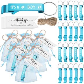 50 Sets Baby Shower Bottle Opener Favors Includes It's a Boy Keychain Blue Bottle Opener Keychains Baby Shower Thank You Tags and Organza Bags Baby Shower Party Favors for Guest